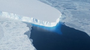 A photo of Thwaites glacier in West Antarctica taken by NASA Operation IceBridge. A new study finds a rapidly melting section of the West Antarctic Ice Sheet appears to be in an irreversible state of decline, with nothing to stop the glaciers in this area from melting into the sea. Credit: NASA