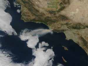 The May 2013 "Springs Fire" as seen by satellite.  Credit: NASA